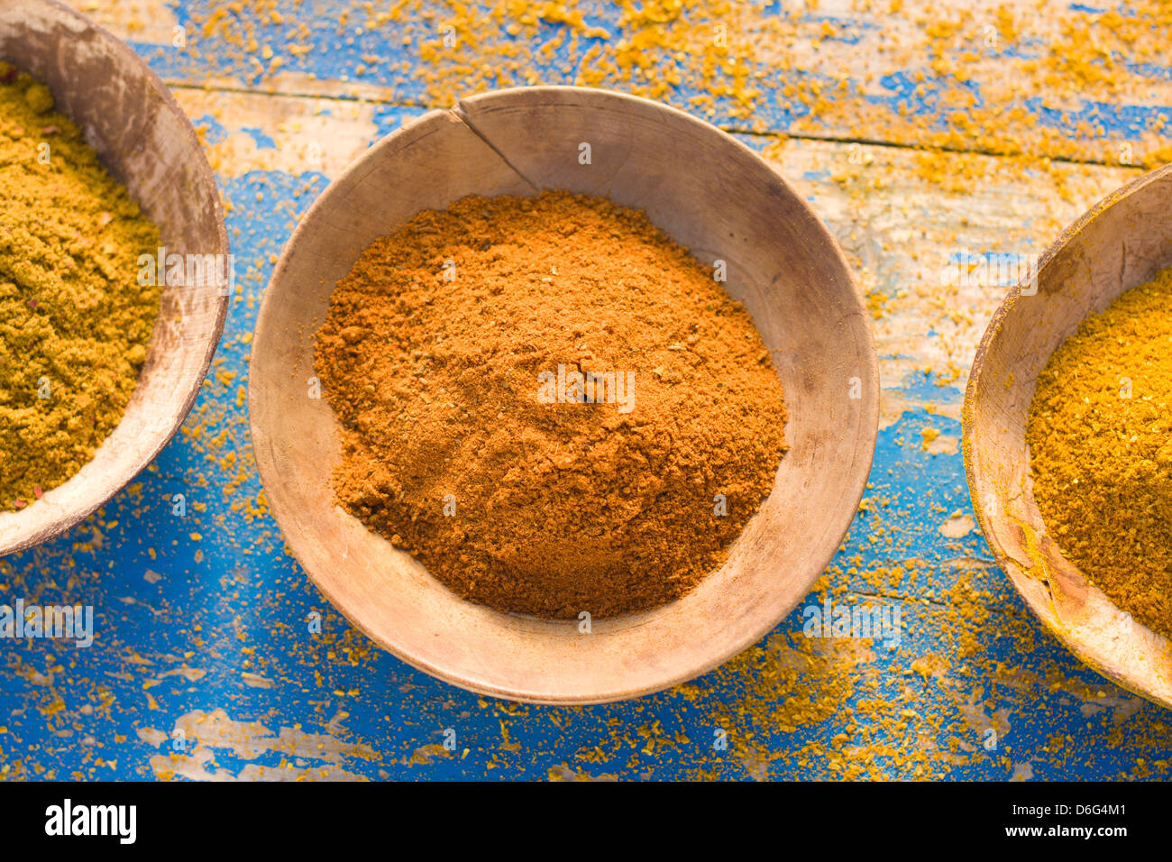 Currypulver, Draufsicht Stockfoto
