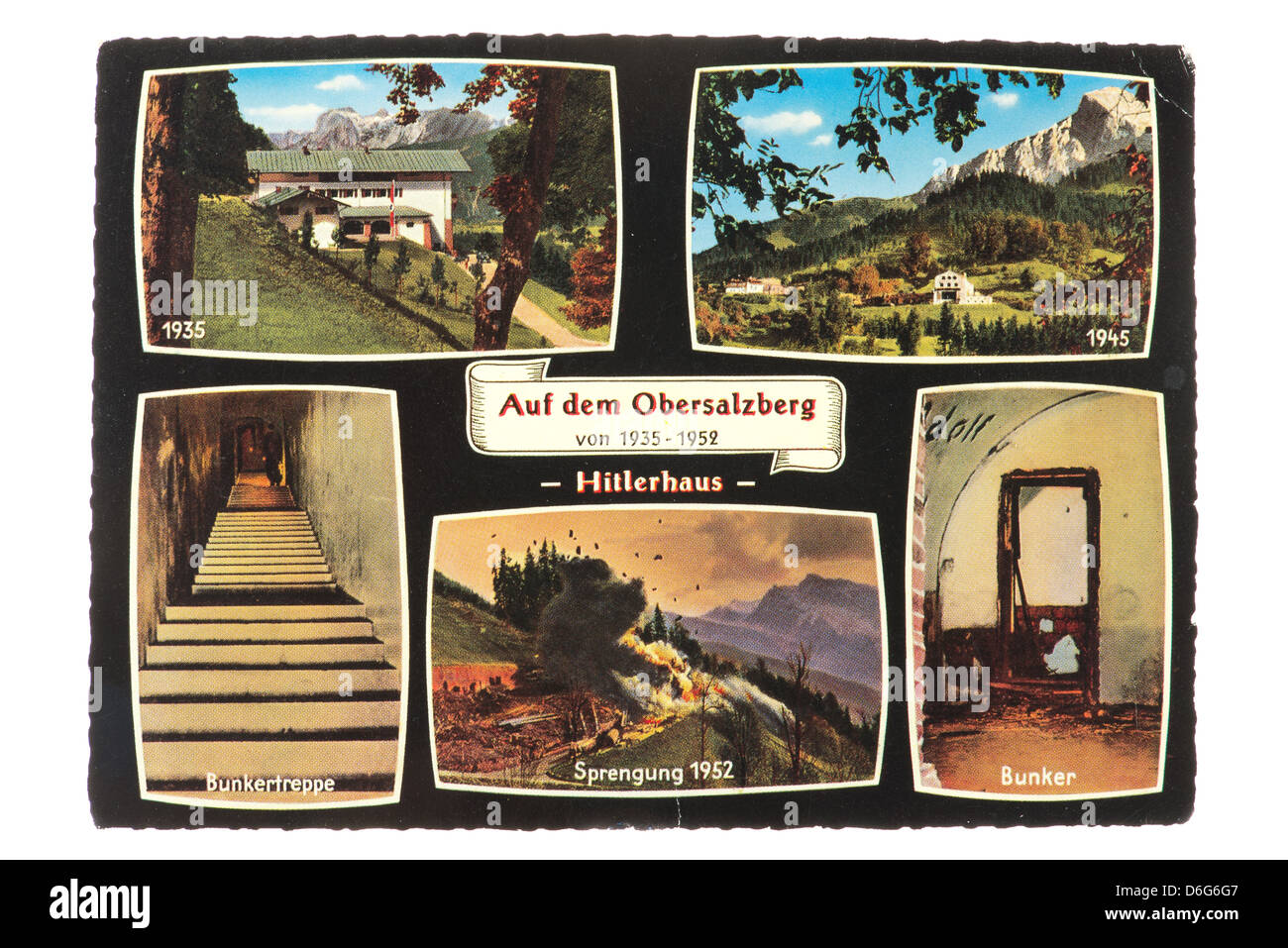 Ein 50er Jahre Postkarte Hitlerhaus oder Berghof in Obersalzberg, Bayern, Deutschland. Stockfoto