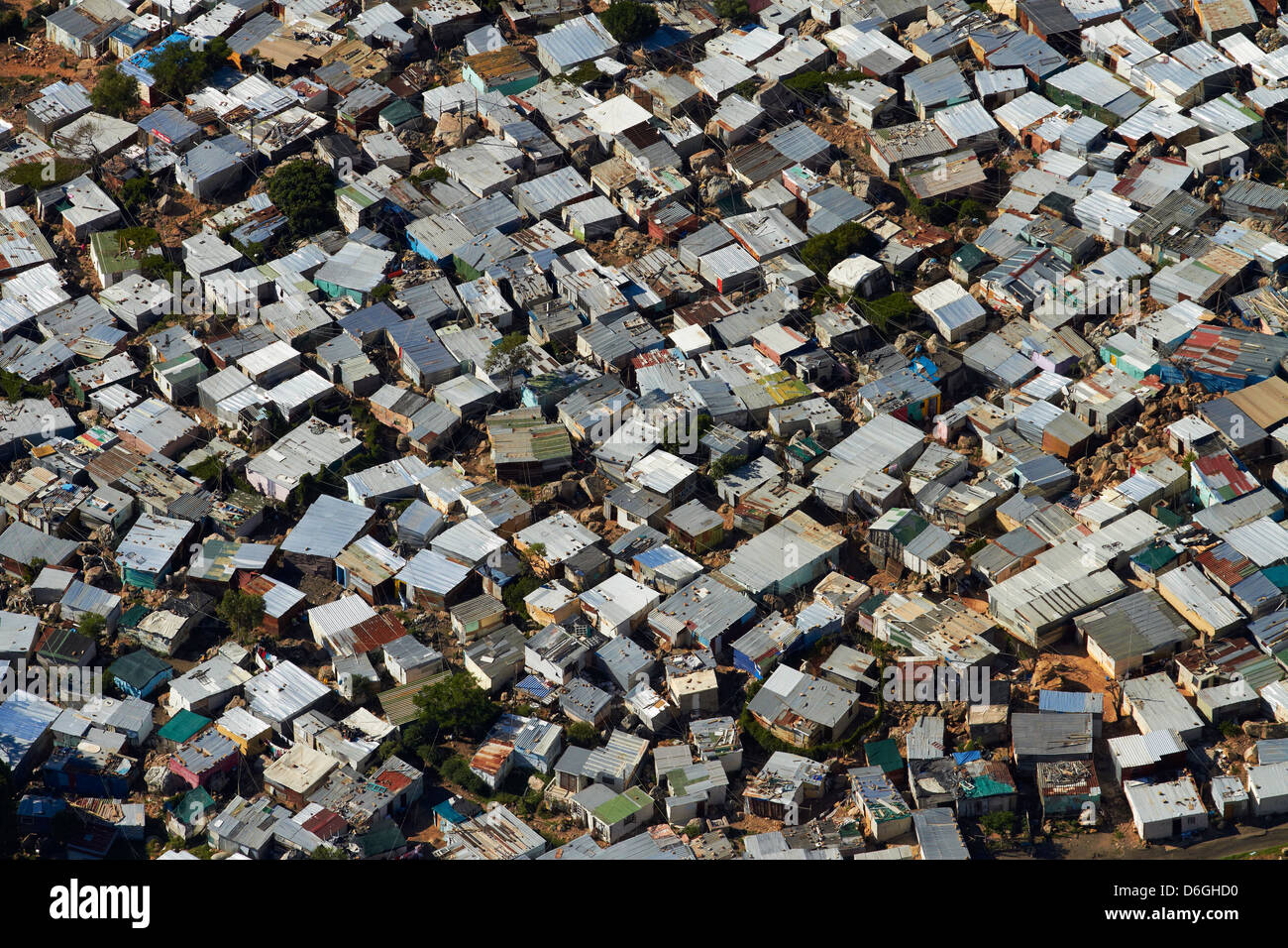 Imizamo Yethu Township, Hout Bay, Kapstadt, Südafrika - Antenne Stockfoto