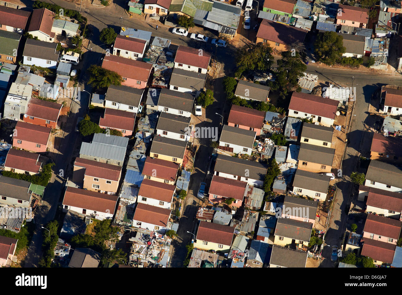 Imizamo Yethu Township, Hout Bay, Kapstadt, Südafrika - Antenne Stockfoto