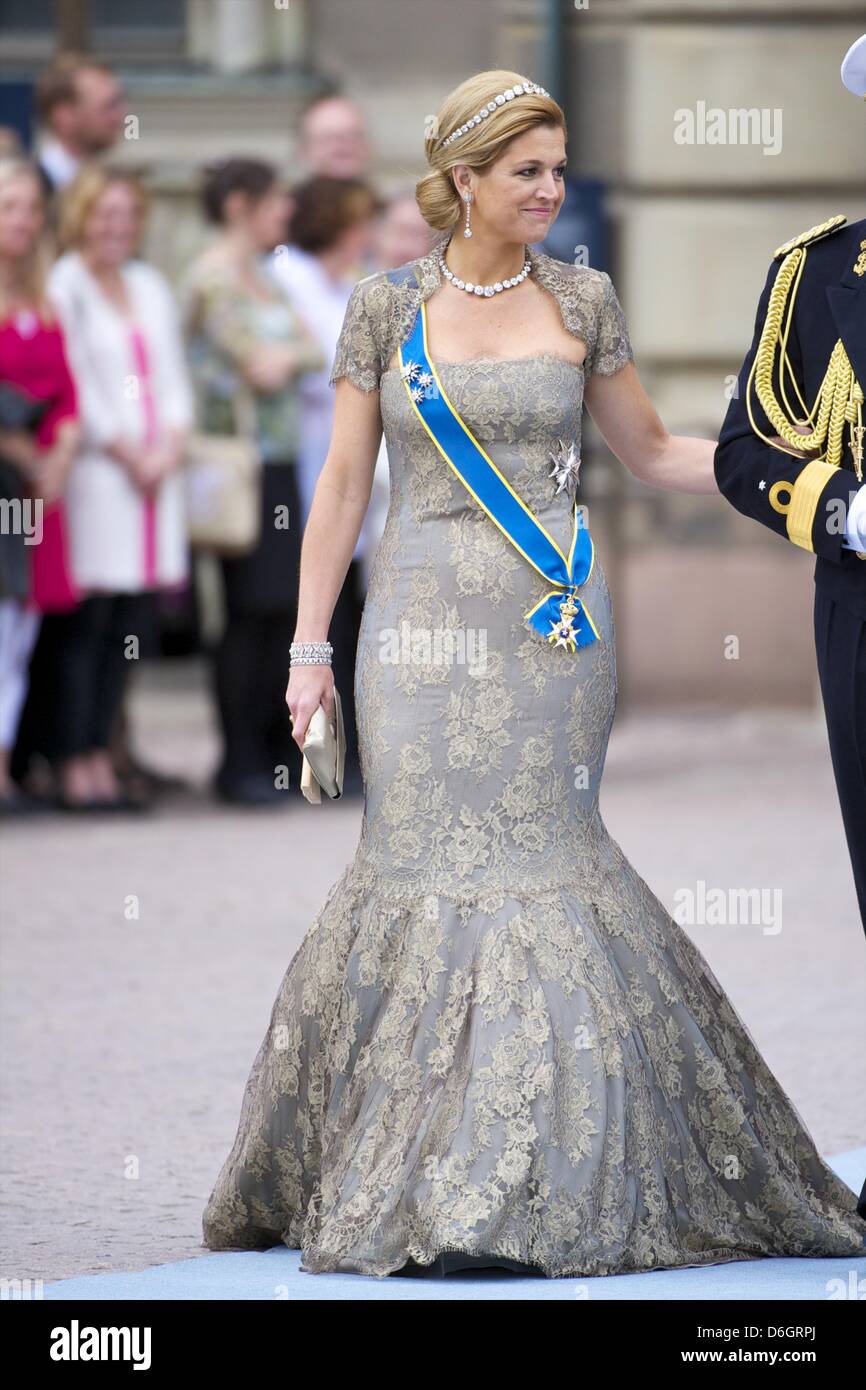 19. Juni 2010 - Stockholm, Spanien - Kronprinz Willem-Alexander und Kronprinzessin Maxima Zorreguieta teilnehmen die Hochzeit von Kronprinzessin Victoria von Schweden und Daniel Westling am 19. Juni 2010 in Stockholm, Schweden (Credit-Bild: © Jack Abuin/ZUMAPRESS.com) Stockfoto