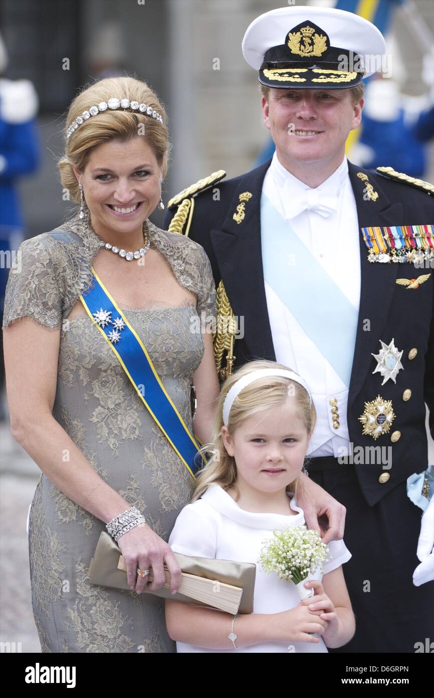 19. Juni 2010 - Stockholm, Spanien - Kronprinz Willem-Alexander und Kronprinzessin Maxima Zorreguieta teilnehmen die Hochzeit von Kronprinzessin Victoria von Schweden und Daniel Westling am 19. Juni 2010 in Stockholm, Schweden (Credit-Bild: © Jack Abuin/ZUMAPRESS.com) Stockfoto