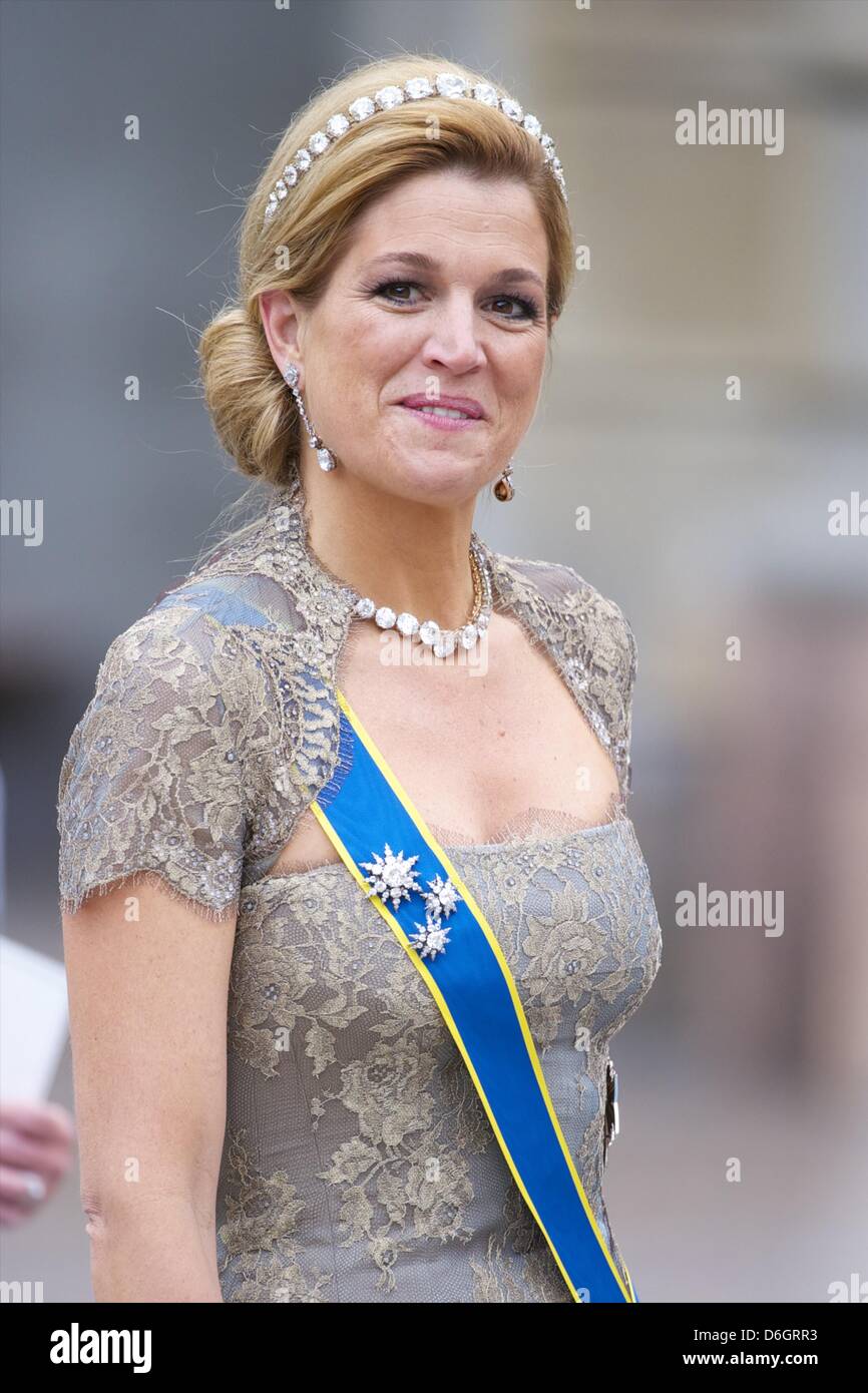 19. Juni 2010 - Stockholm, Spanien - Kronprinz Willem-Alexander und Kronprinzessin Maxima Zorreguieta teilnehmen die Hochzeit von Kronprinzessin Victoria von Schweden und Daniel Westling am 19. Juni 2010 in Stockholm, Schweden (Credit-Bild: © Jack Abuin/ZUMAPRESS.com) Stockfoto