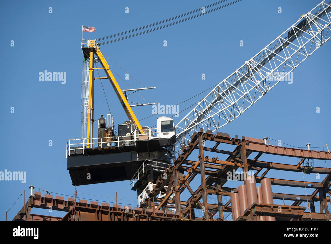 Kran auf der Baustelle Stockfoto