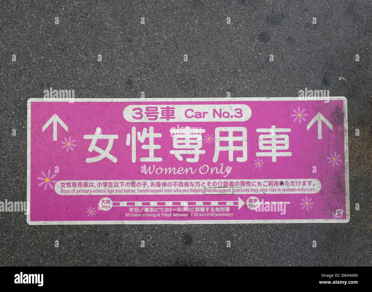 Nur für Frauen Zug Autokennzeichen auf dem Boden Stockfoto