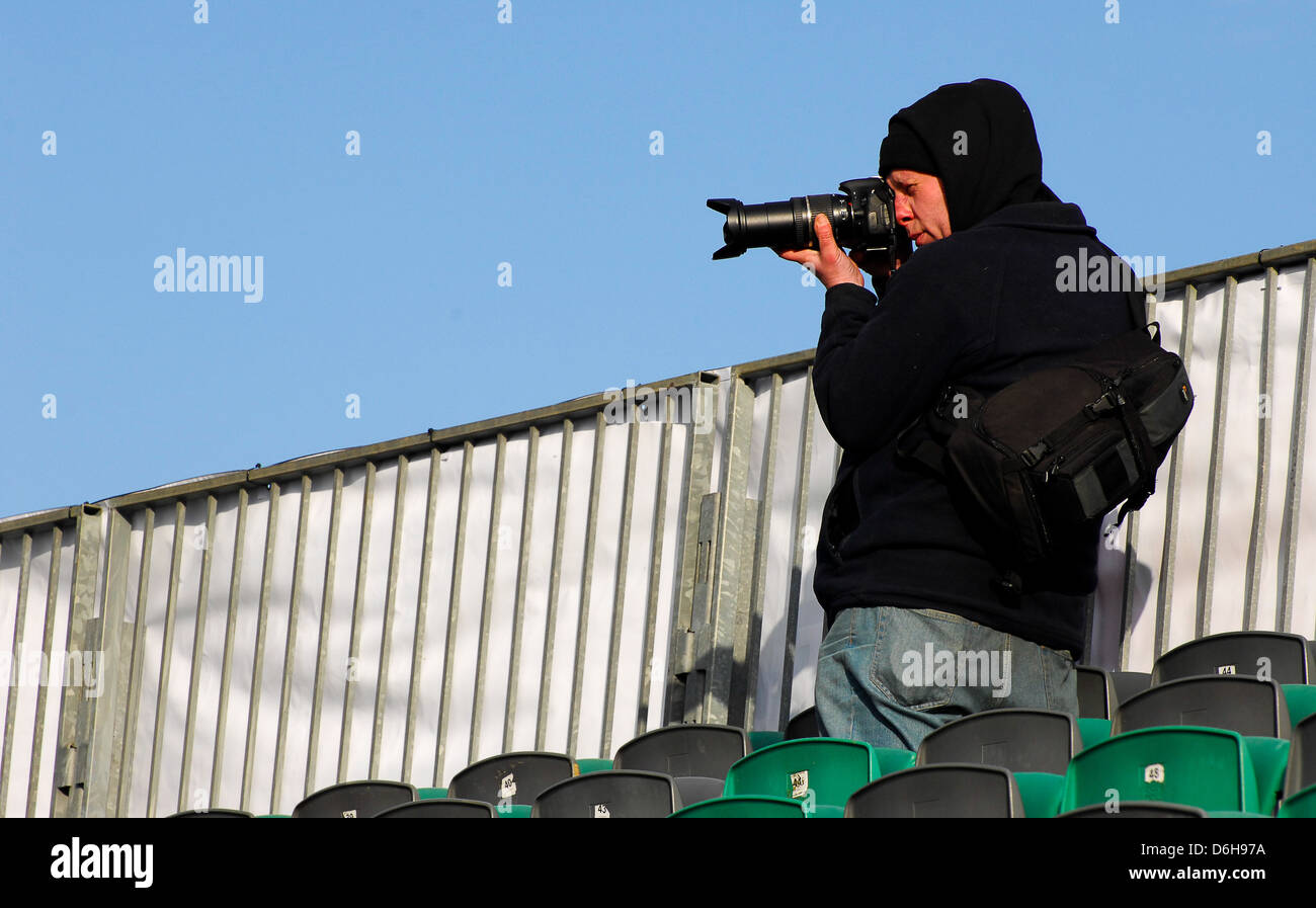 Ein Fotograf bei einer Motorsport-Veranstaltung treffen Stockfoto
