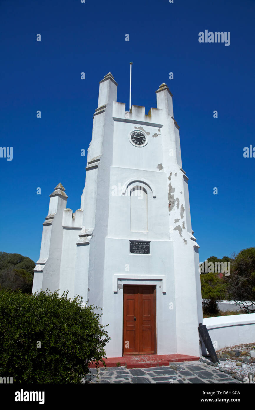 Historische anglikanische Kirche (1841), Robben Island, Table Bay, Kapstadt, Südafrika Stockfoto