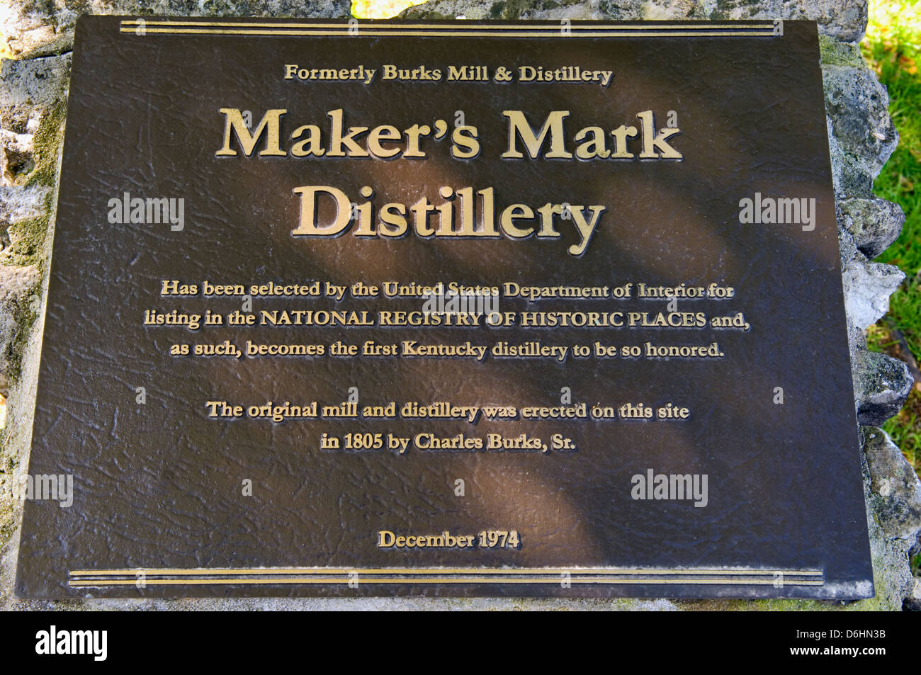 Nationales Register der historischen Orte Marker für Makers Mark Destillerie in Loretto, Kentucky Stockfoto