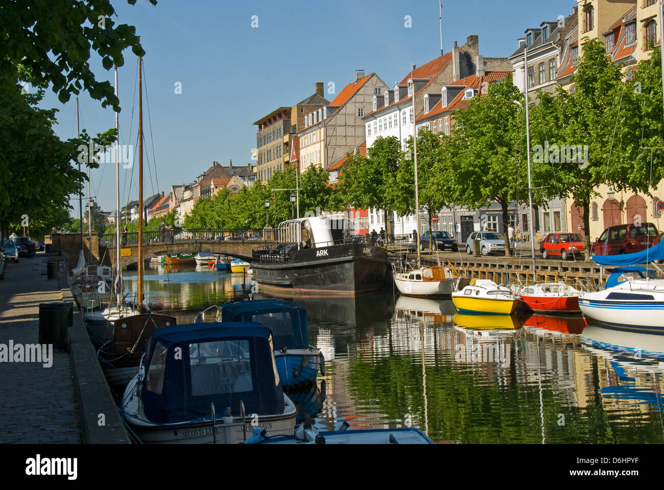 Christianshavn Canal, Kopenhagen, Dänemark Stockfoto
