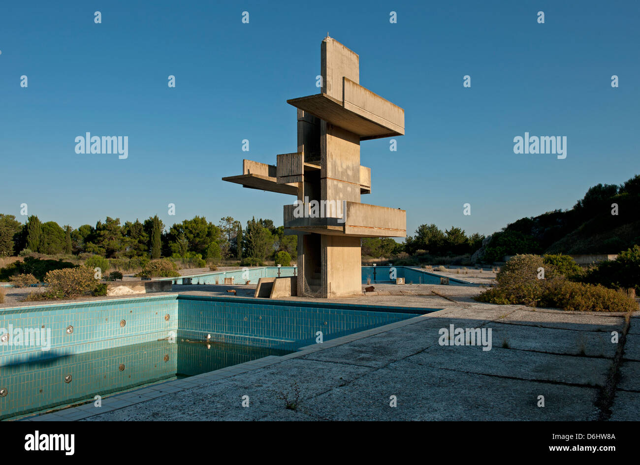 Kalythies, Griechenland, verlassen Pool in Rhodos Stockfoto