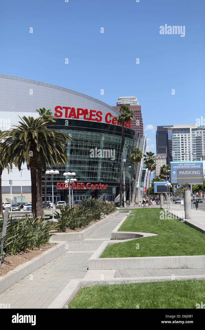 LOS ANGELES, Kalifornien, USA - 16. April 2013 - Staples Center in Downtown Los Angeles am 16. April 2013. Stockfoto