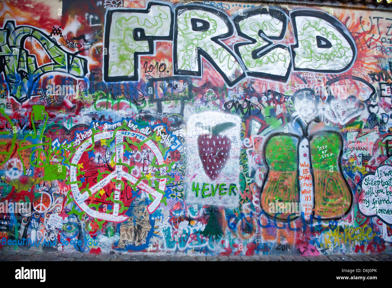 John-Lennon-Mauer, Prag Stockfoto