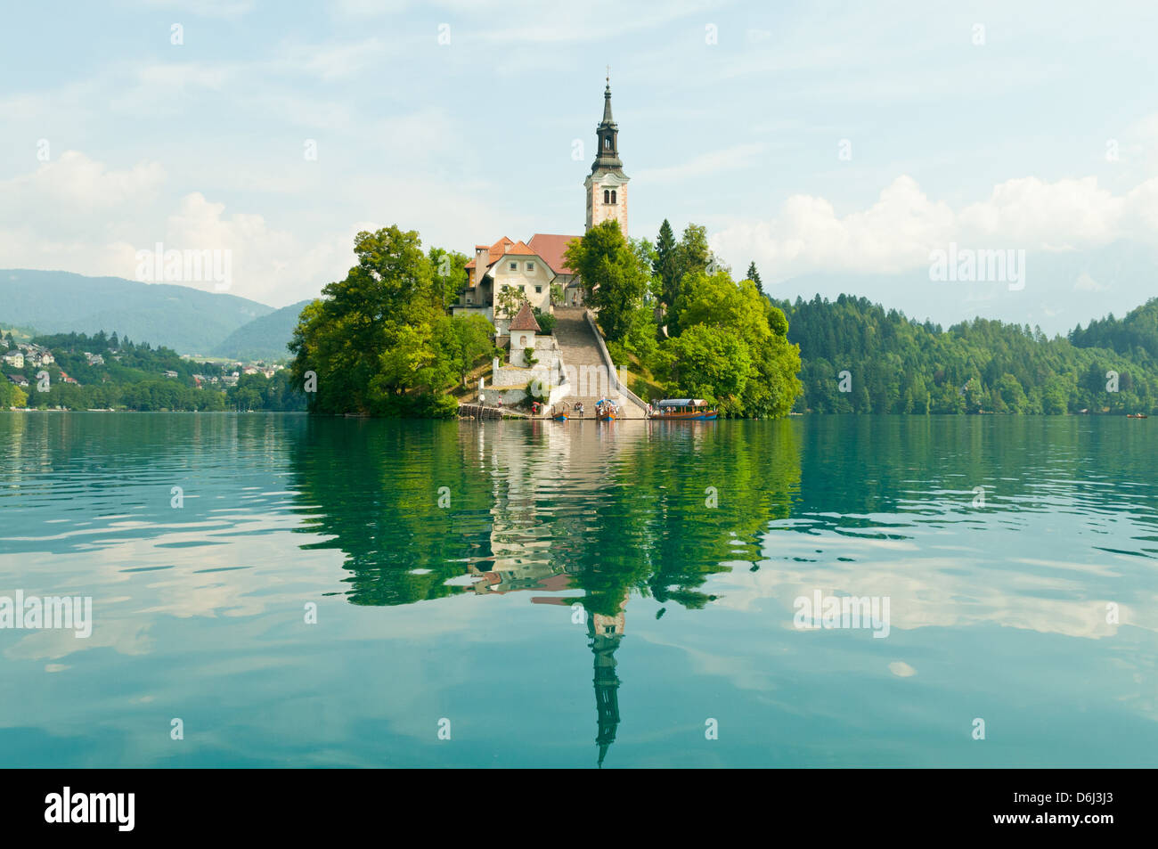 Kirche der Himmelfahrt der Maria, Bled Insel, Slowenien Stockfoto