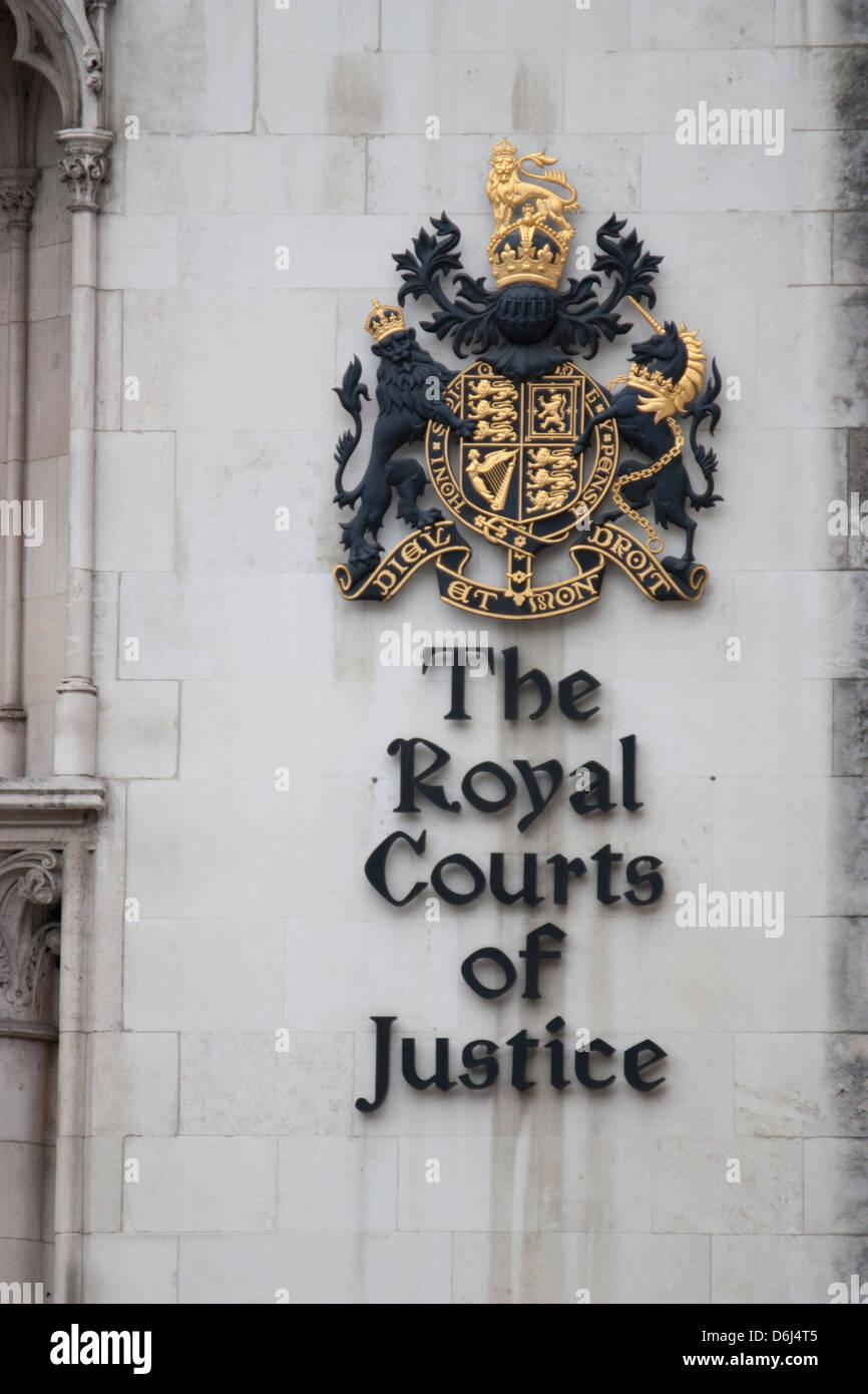 Das Royal Court of Justice Emblem Zeichen Stockfoto