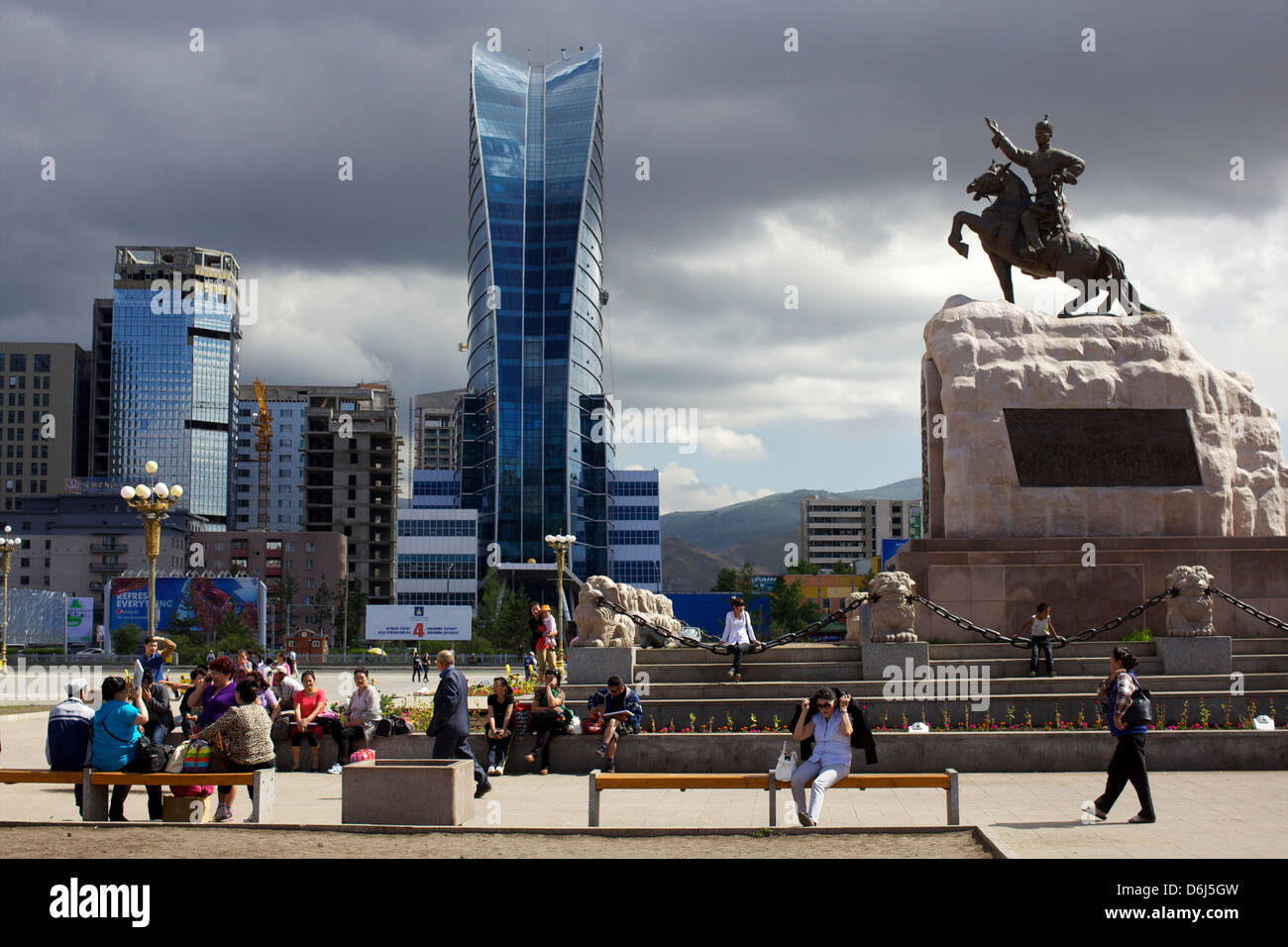 Blick auf die neue Umgebung von Ulan Bator, Mongolei, Zentralasien, Asien Stockfoto