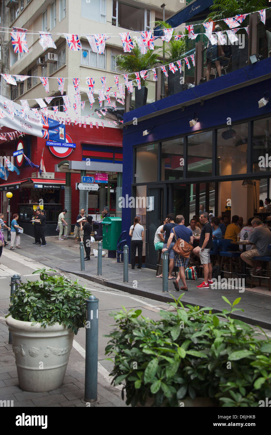 Restaurants und Bars im Viertel Soho, Central, Hong Kong, China, Asien Stockfoto