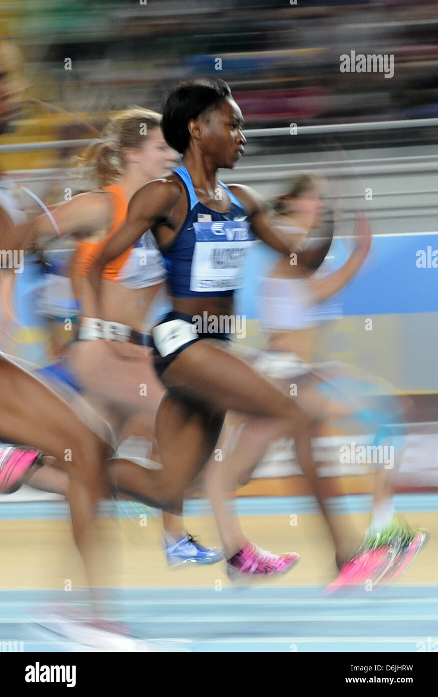 Tianna Madison USA konkurriert im zweiten Durchgang die Frauen 60-Meter-Halbfinale bei der IAAF World Indoor Championships in Atakoy Arena in Istanbul, Türkei, 11. März 2012. Foto: Christian Charisius Stockfoto