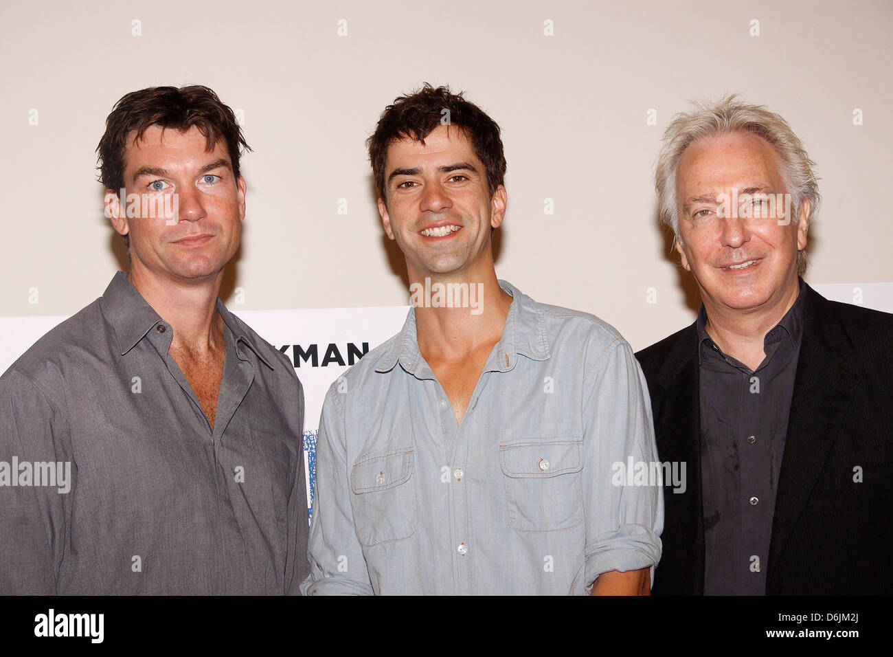 Jerry O'Connell, Hamish Linklater und Alan Rickman Photo fordern die Broadway-Produktion von 'Seminar' im Foxwoods Theatre Stockfoto