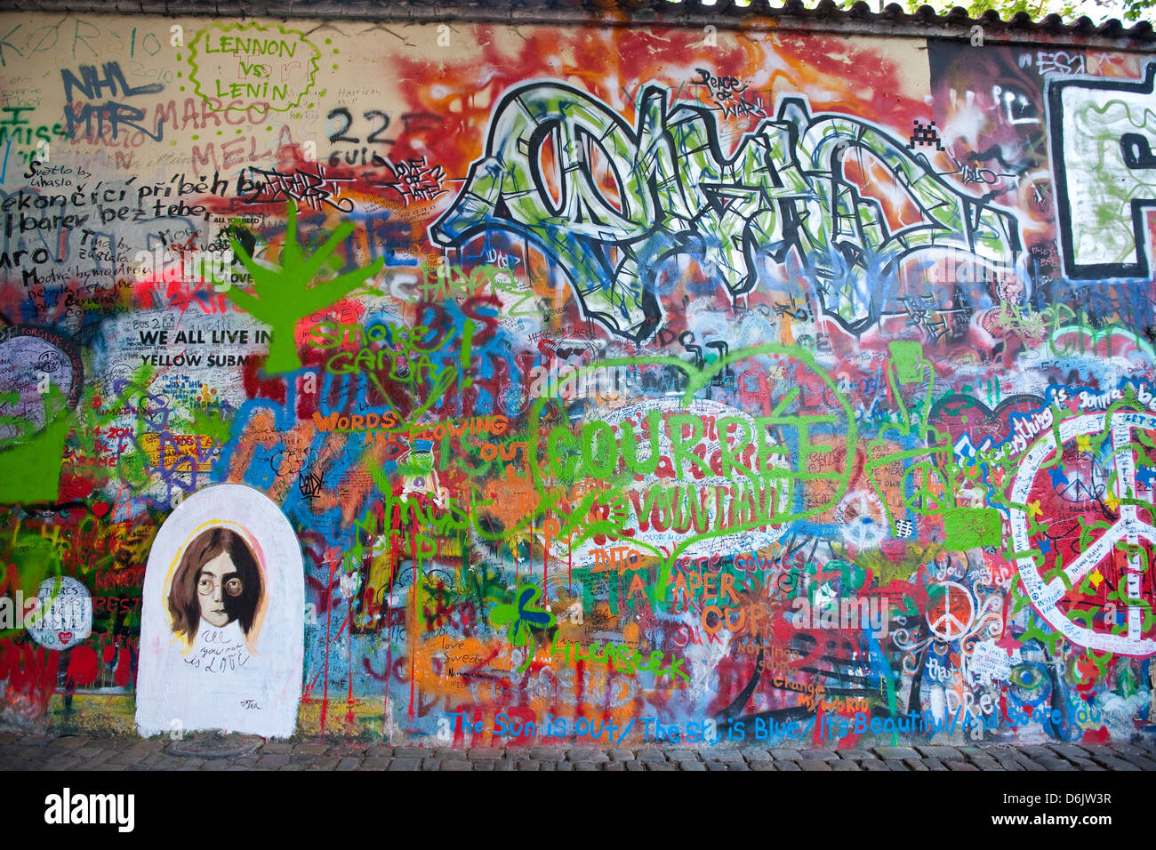 John-Lennon-Mauer, Prag Stockfoto