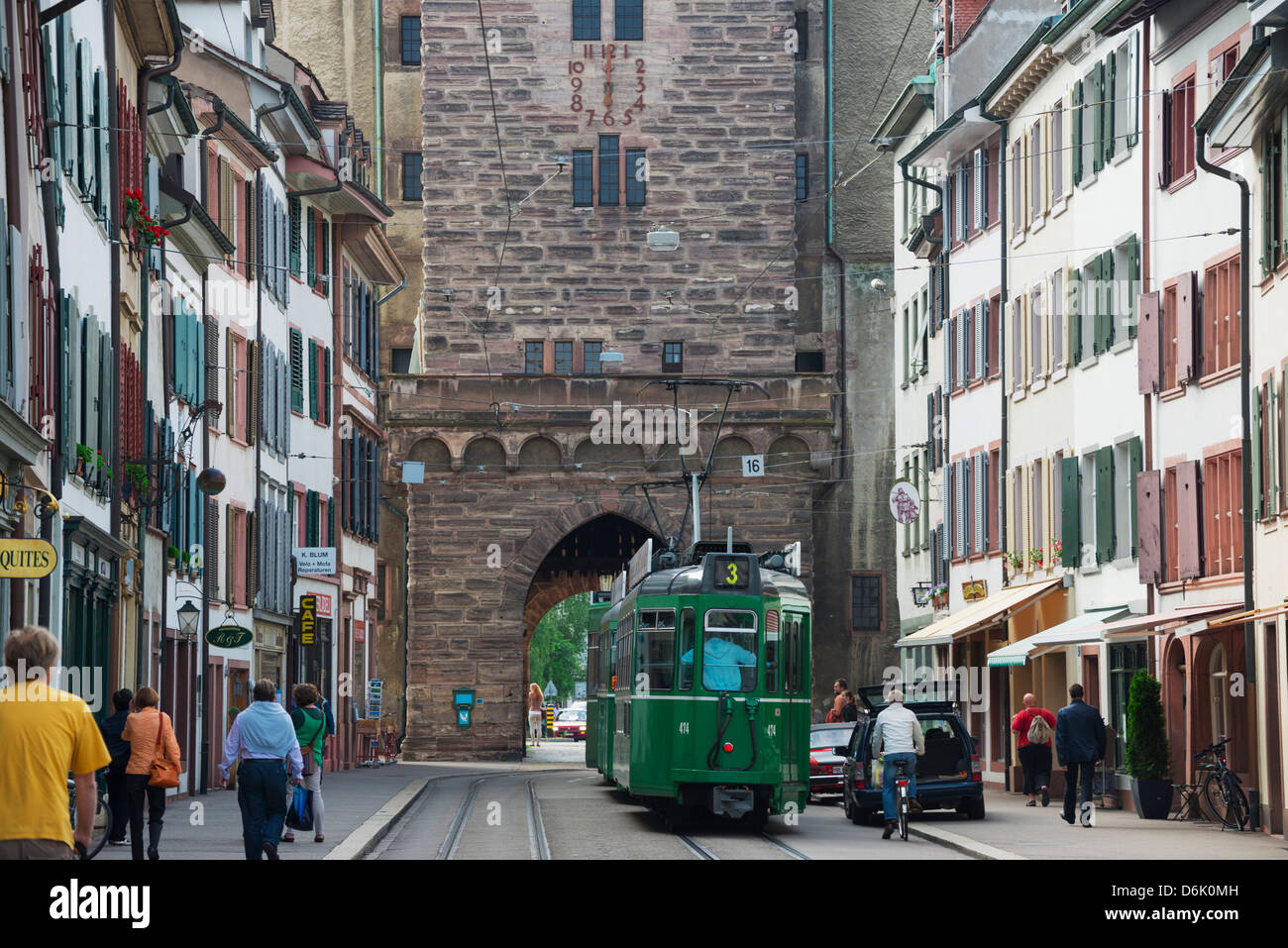 City Center Straßenbahnen, Basel, Schweiz, Europa Stockfoto