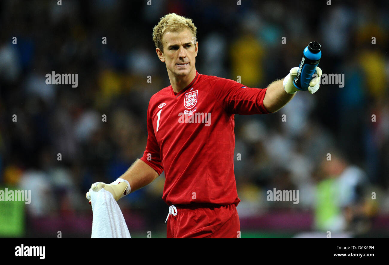 Englands Torhüter Joe Hart während der UEFA EURO 2012 Viertelfinale Fußball match England Vs Italien im NSC Olimpijskij Olympiastadion in Kiew, Ukraine, 24. Juni 2012. Foto: Thomas Eisenhuth Dpa (siehe Kapitel 7 und 8 der http://dpaq.de/Ziovh für die UEFA Euro 2012 Geschäftsbedingungen &) Stockfoto