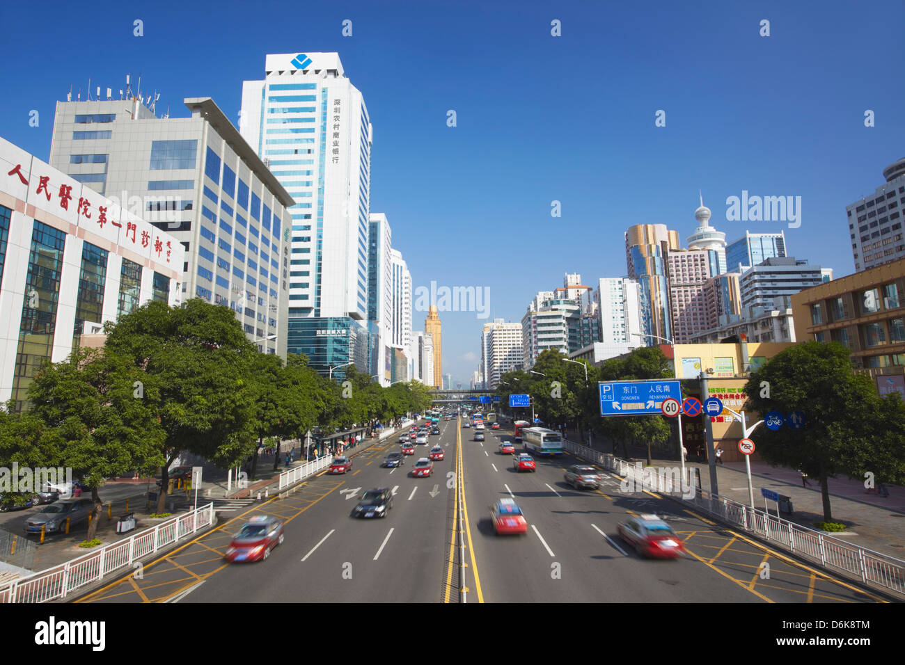 Innenstadt von Verkehr, Shenzhen, Guangdong, China, Asien Stockfoto