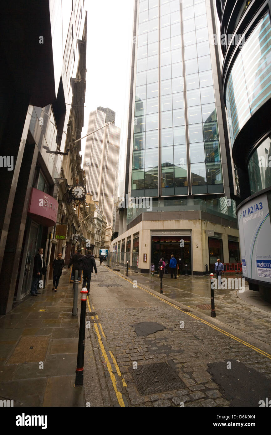 Börsengebäude London von Throgmorton Street Stockfoto