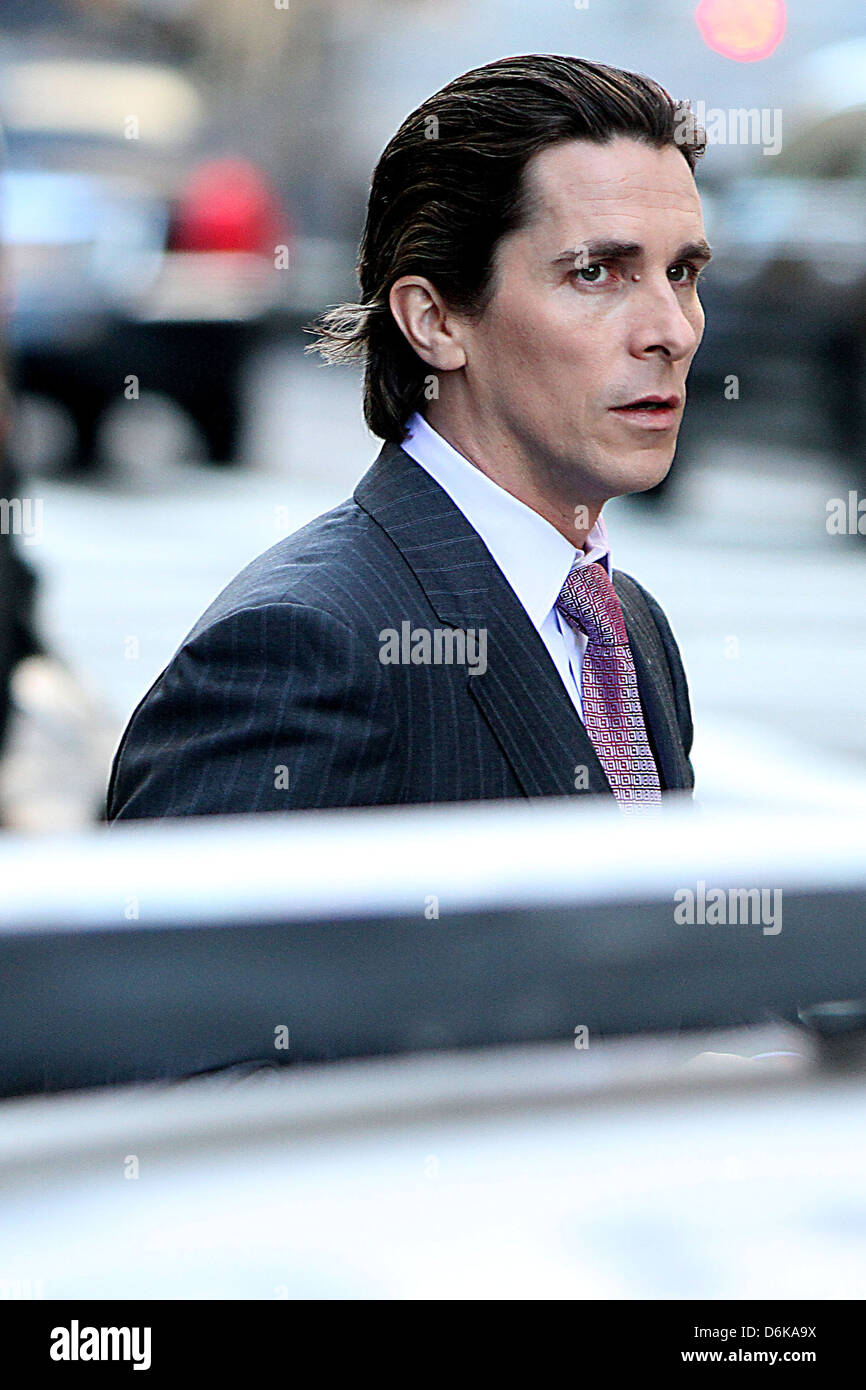 Christian Bale auf die neuesten Batman-Film festlegen "The Dark Knight Rises" New York City, USA - 28.10.11 Stockfoto