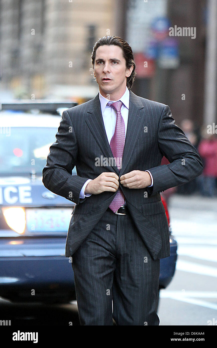 Christian Bale auf die neuesten Batman-Film festlegen "The Dark Knight Rises" New York City, USA - 28.10.11 Stockfoto