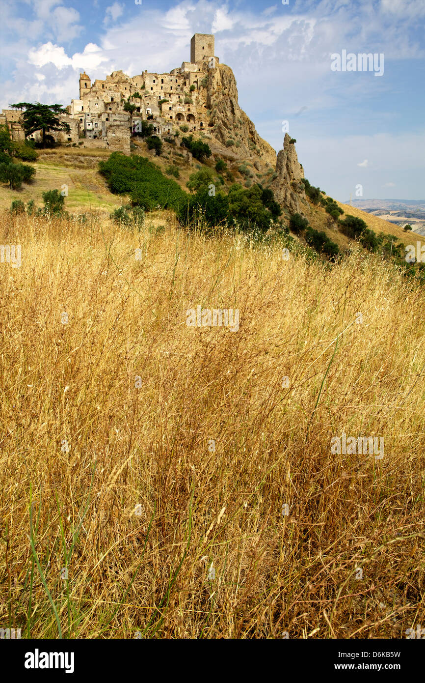 Die Citadelle, verlassenen Dorf Craco in Basilikata, Italien, Europa Stockfoto
