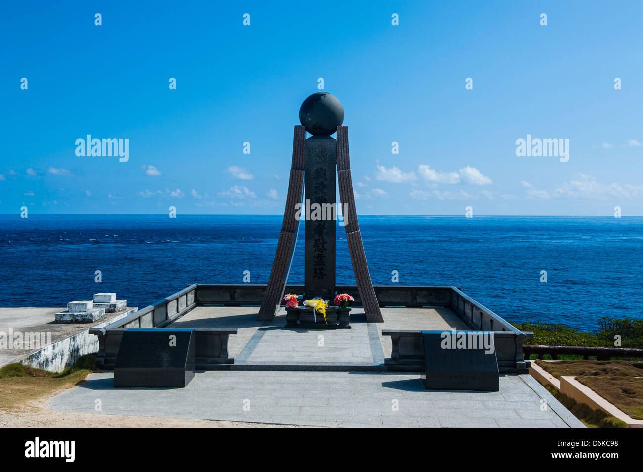 Dem zweiten Weltkrieg Denkmal an den Banzai Klippen in Saipan, Nördliche Marianen, Central Pacific, Pazifik Stockfoto