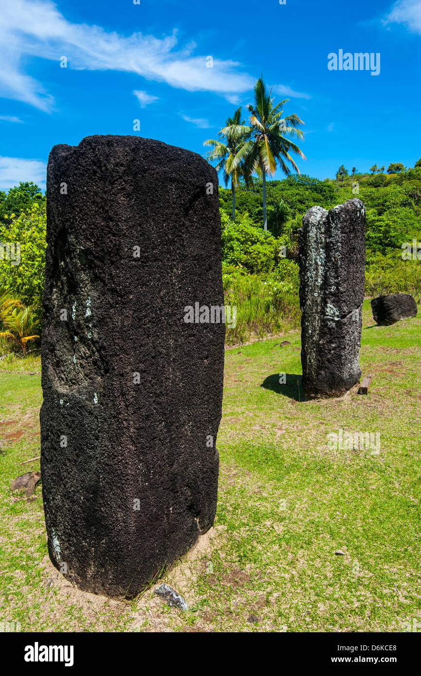 Basalt-Monolithen, bekannt als Badrulchau, Insel Babeldoab, Palau, Central Pacific, Pazifik Stockfoto