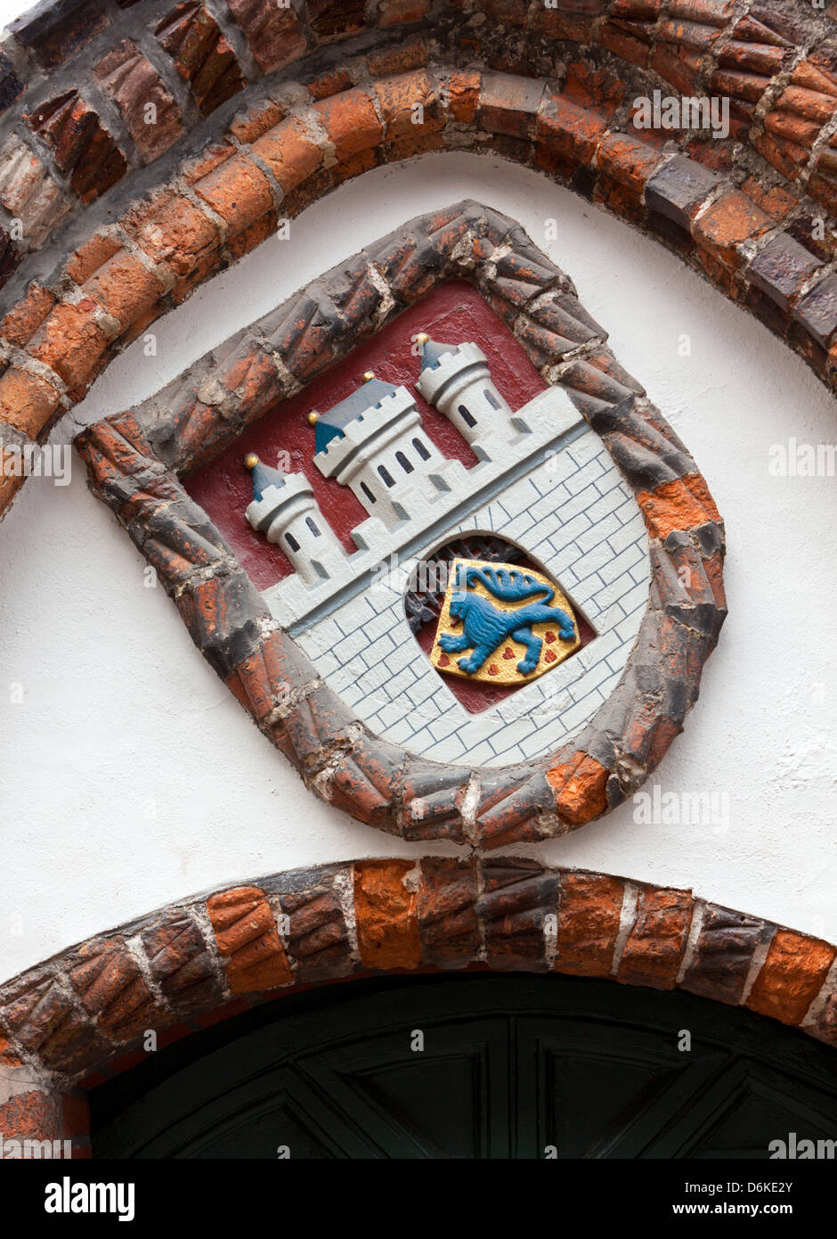 Wappen der Hansestadt Stadt Lüneburg am Rathaus Stockfoto