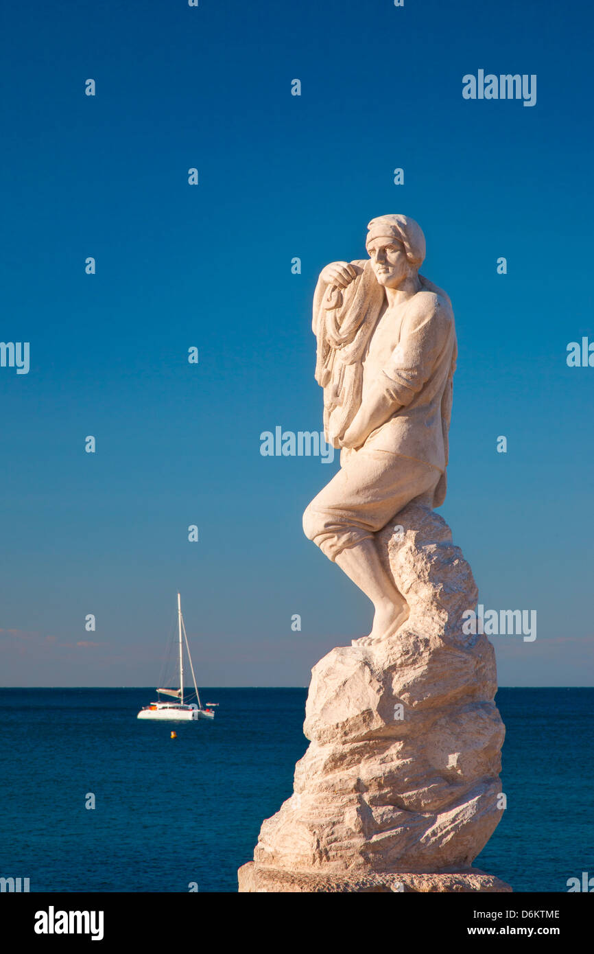 Statue von Calendal - einen fiktiven Helden aus Cassis - jetzt ein Mariners Memorial, Cassis, Cote d ' Azur, Provence Frankreich Stockfoto