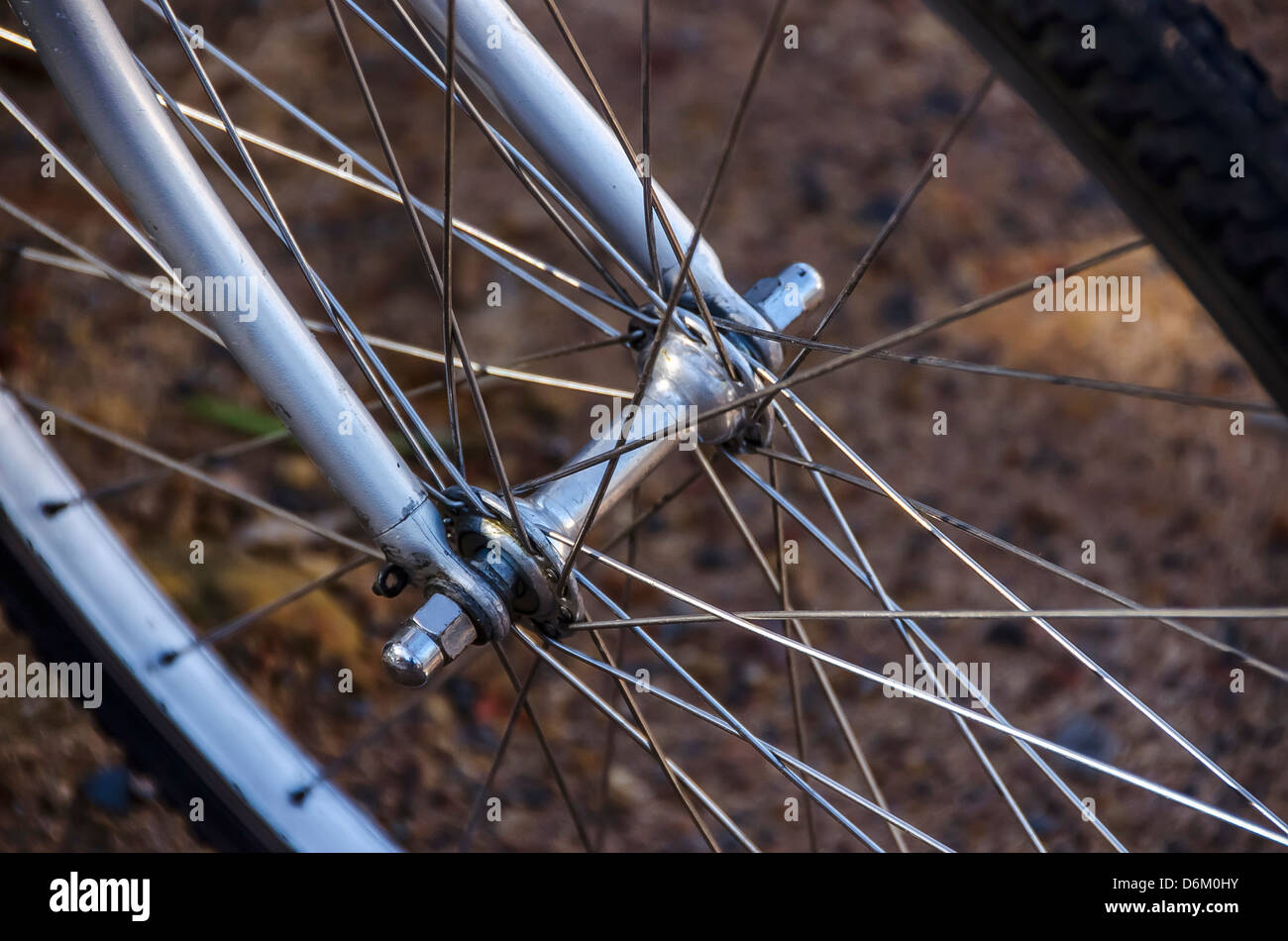 Fahrrad-Rad-Speichen. Stockfoto