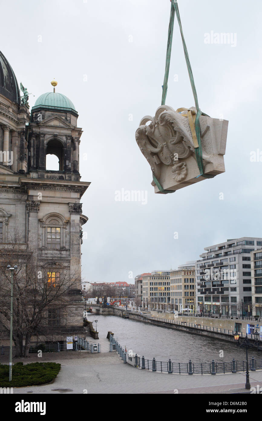 Berlin, Deutschland, Bau des Musters Fassade für das Berliner Stadtschloss Stockfoto