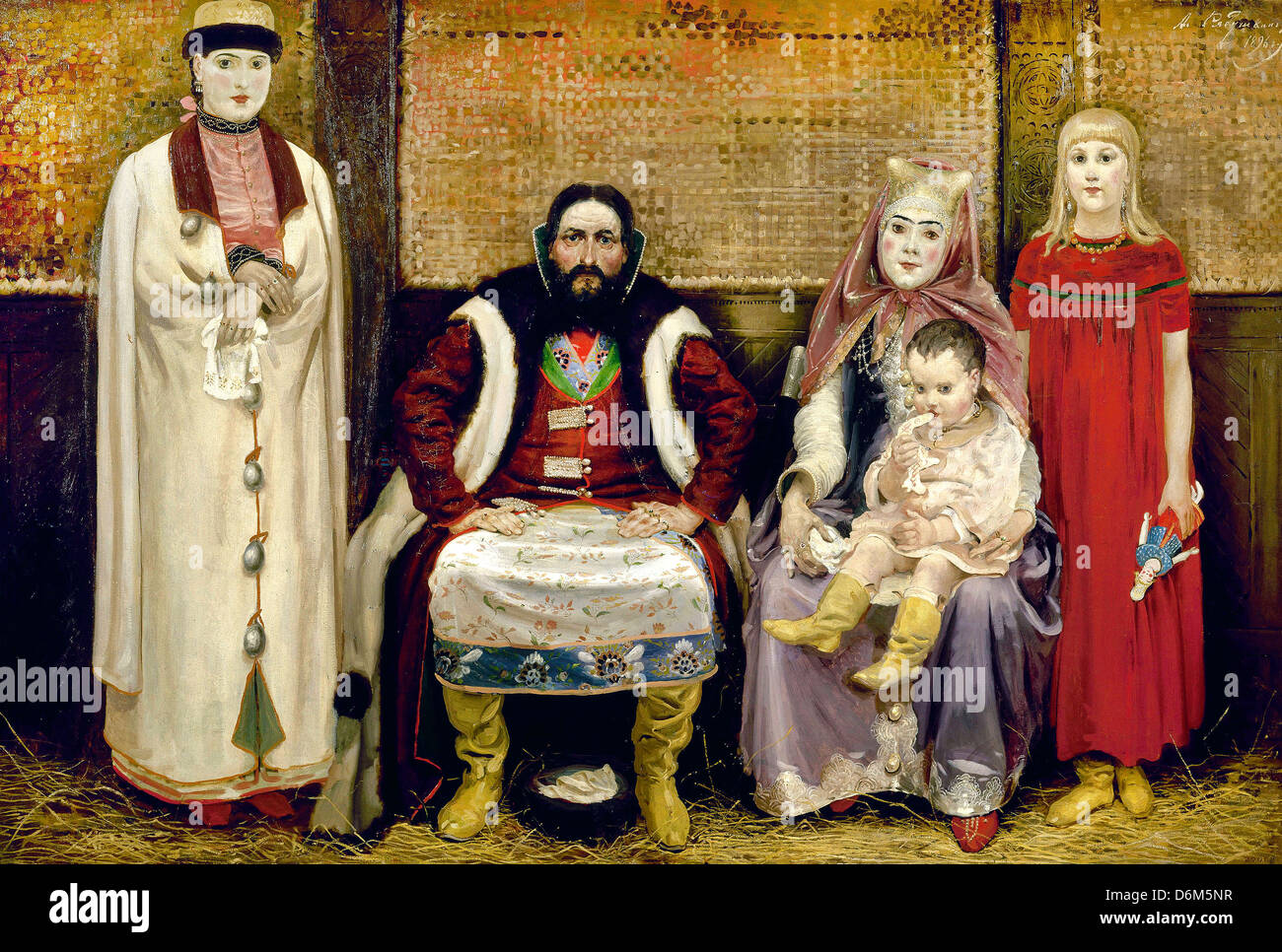 Andrei Ryabushkin, Merchant Familie im 17. Jahrhundert. 1896-Öl auf Leinwand. Stockfoto