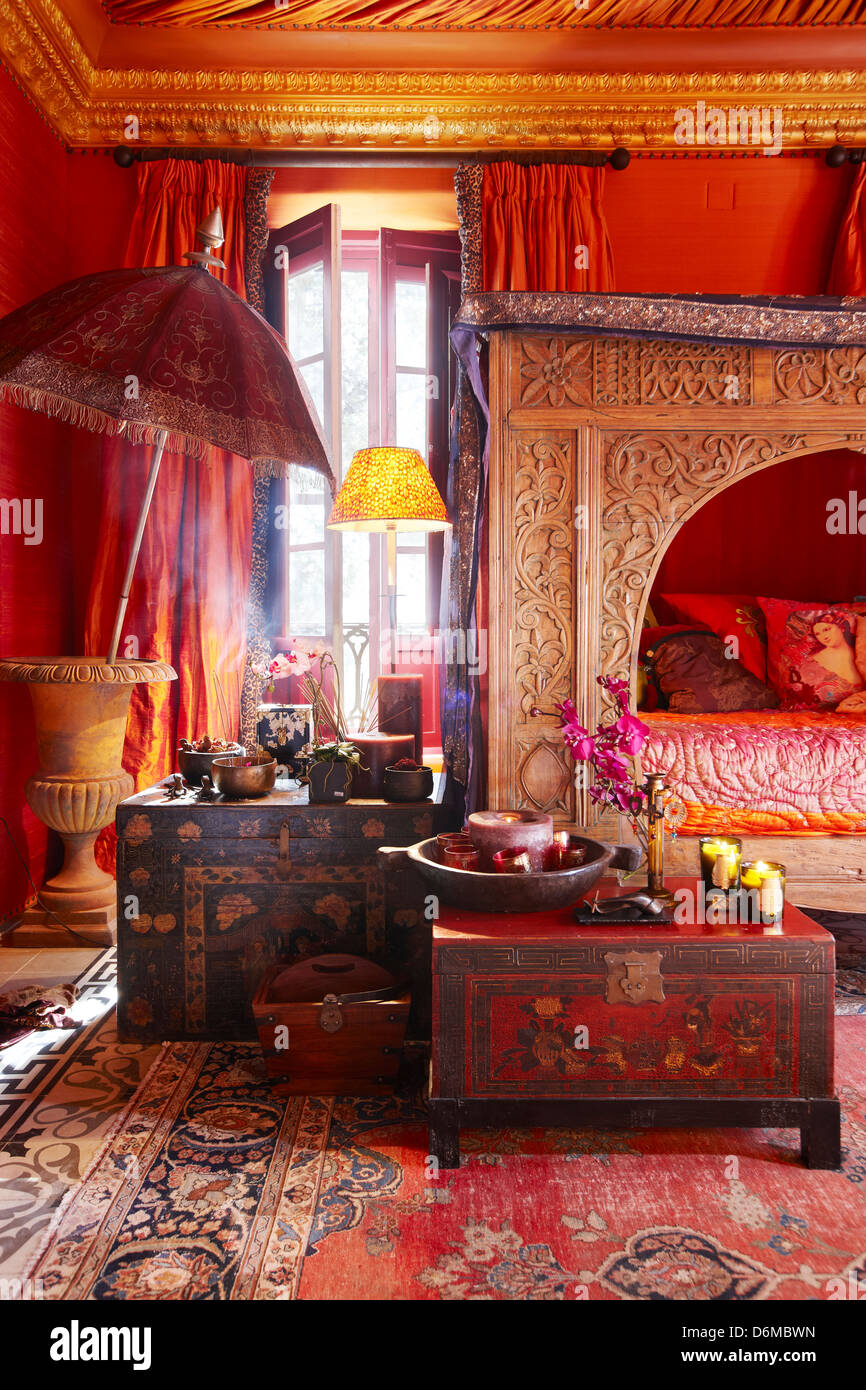 Zimmer "rot" indische asiatische exotische geschnitzten ...