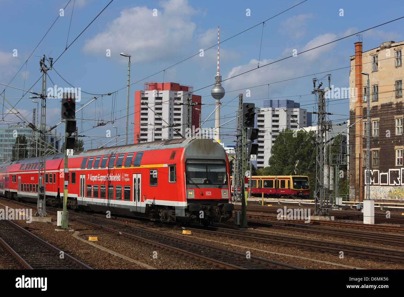 Berlin, Deutschland, Regional Express 7-Schönefeld Airport Express-Ostbahnhof Stockfoto