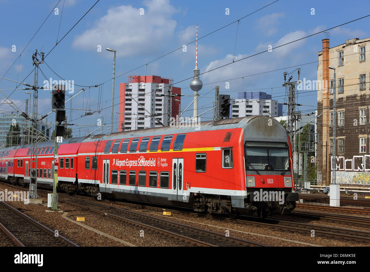 Berlin, Deutschland, Regional Express 7-Schönefeld Airport Express-Ostbahnhof Stockfoto