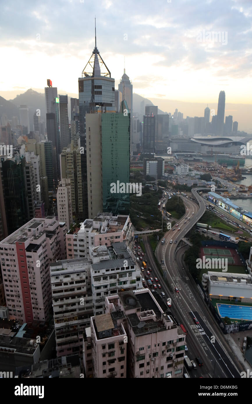 Hong Kong, China, mit Blick auf Hong Kong Island Stockfoto
