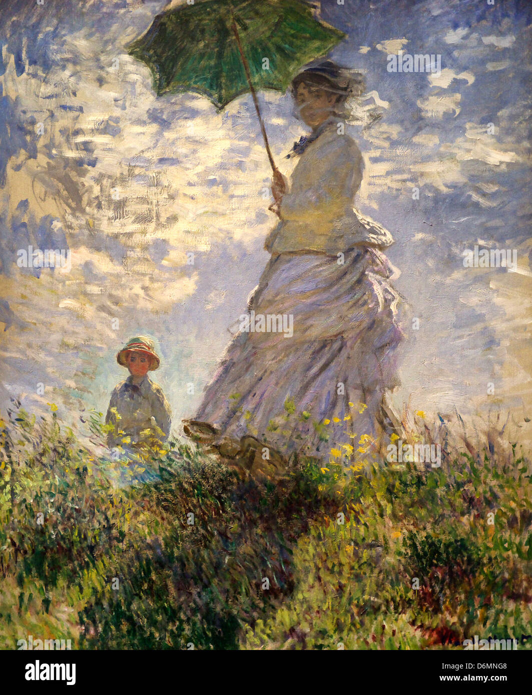 Frau mit Sonnenschirm - Madame Monet und ihr Sohn von Claude Monet Stockfoto
