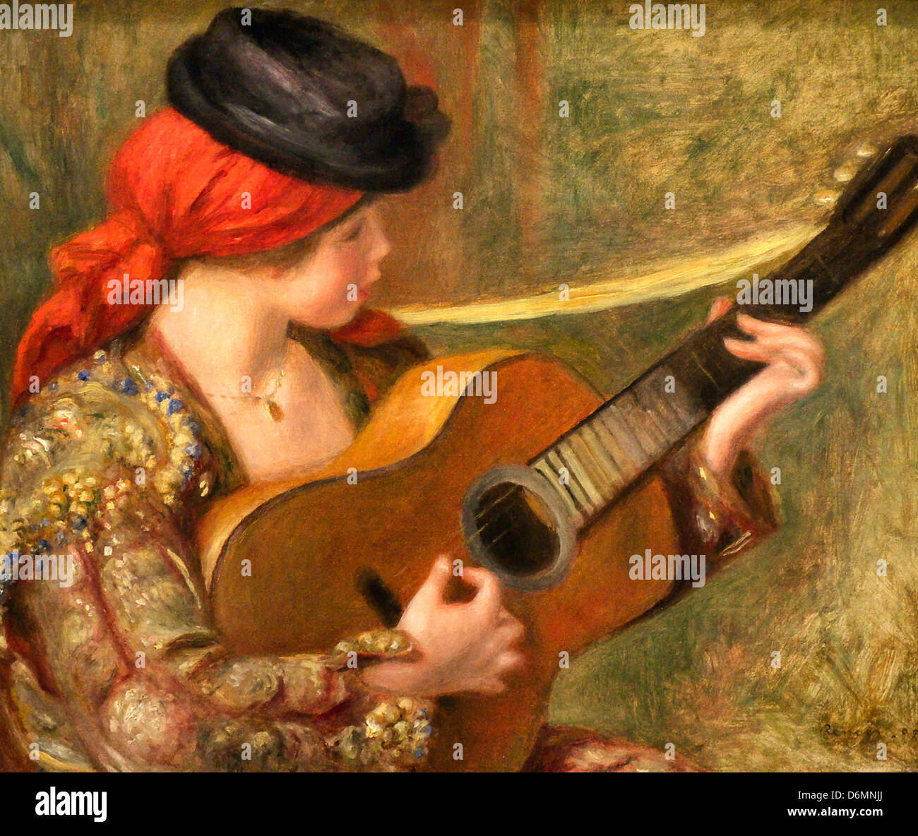 Junge Spanierin mit einer Gitarre von Auguste Renoir Stockfoto