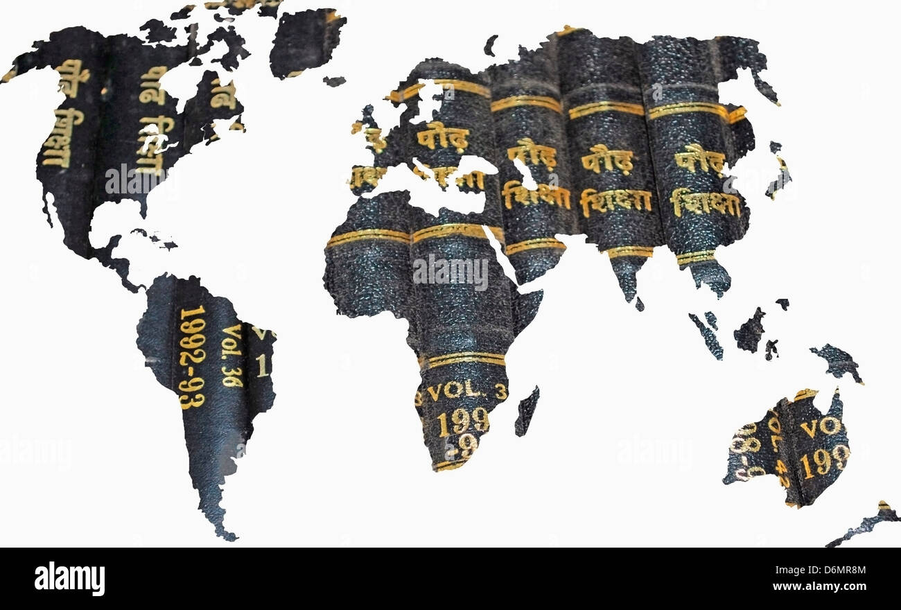 Welt Karte, Bücher, Konzept Stockfoto