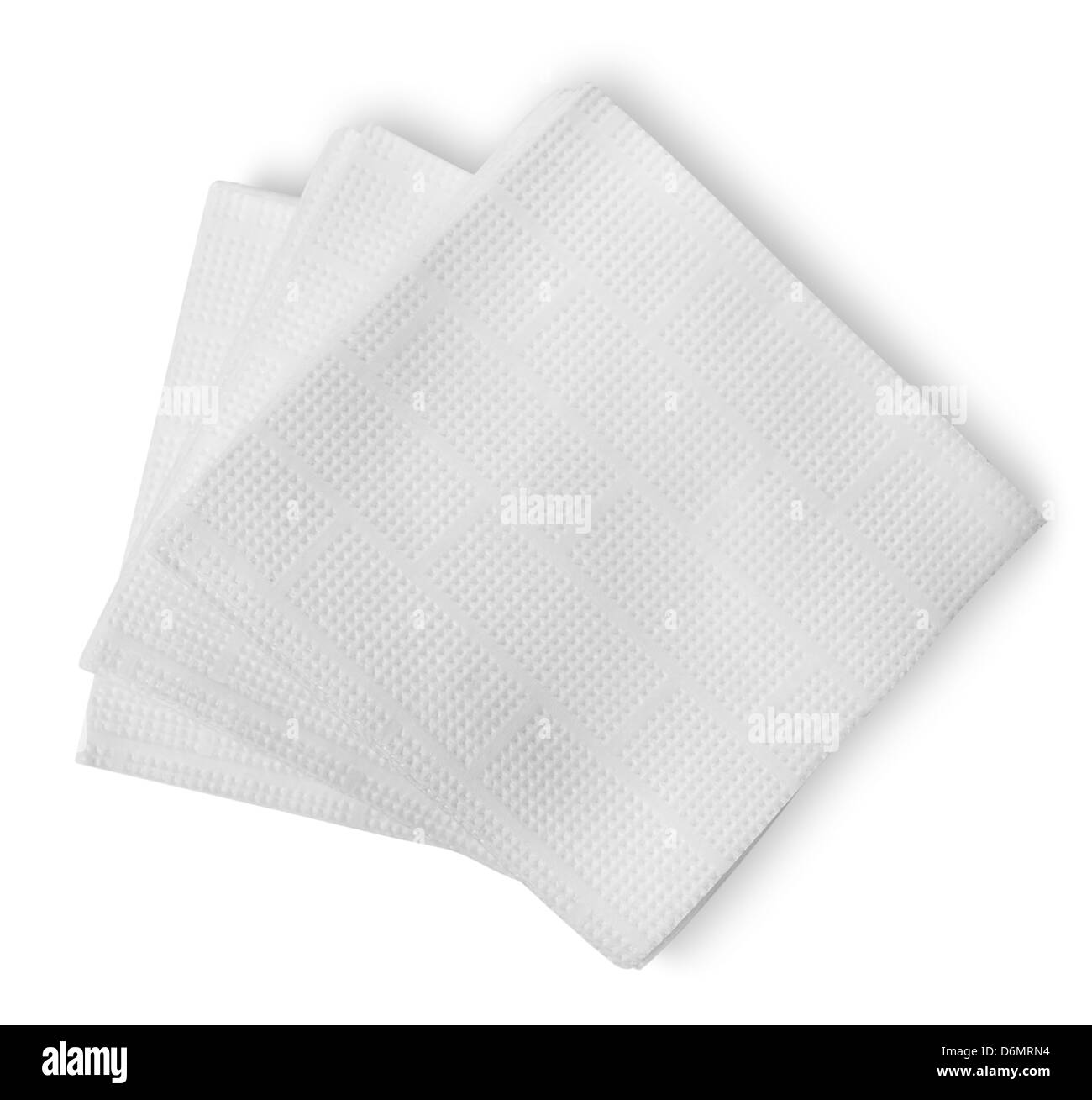 Weißes Papierservietten isoliert auf weißem Hintergrund Stockfoto