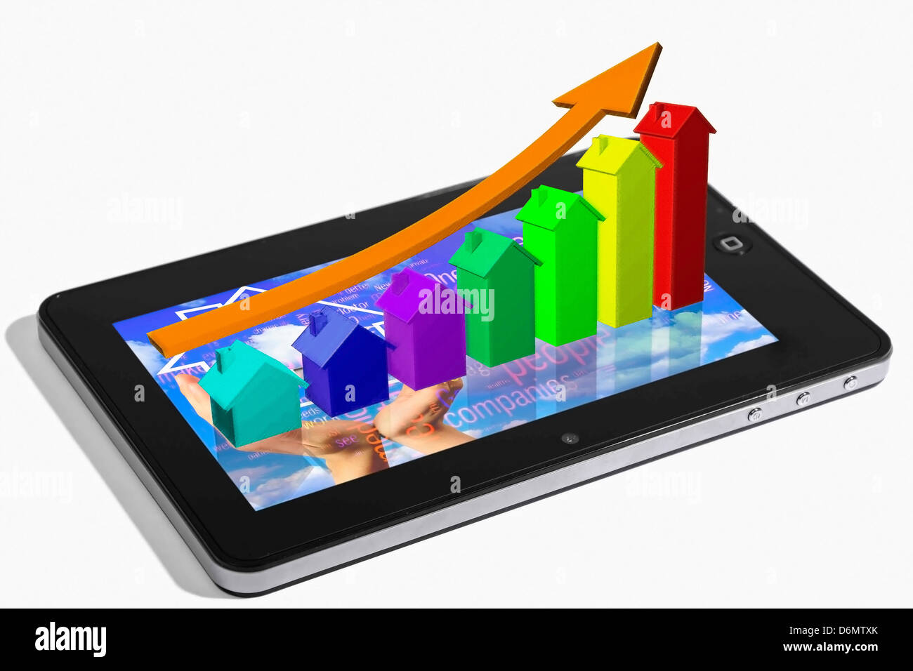Tablet-PC, Home Loan, Grafik, Konzept Stockfoto