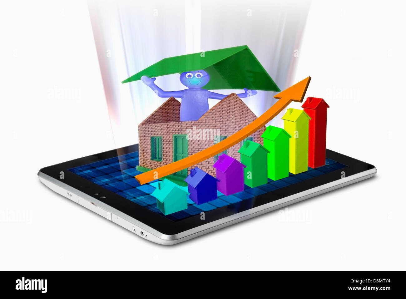 Tablet-PC, Home Loan, Grafik, Konzept Tablet-PC Wohnungsbaudarlehen Graph Konzept Eigentum sparen Tablet-PC Home Loan Graph Konzept Stockfoto