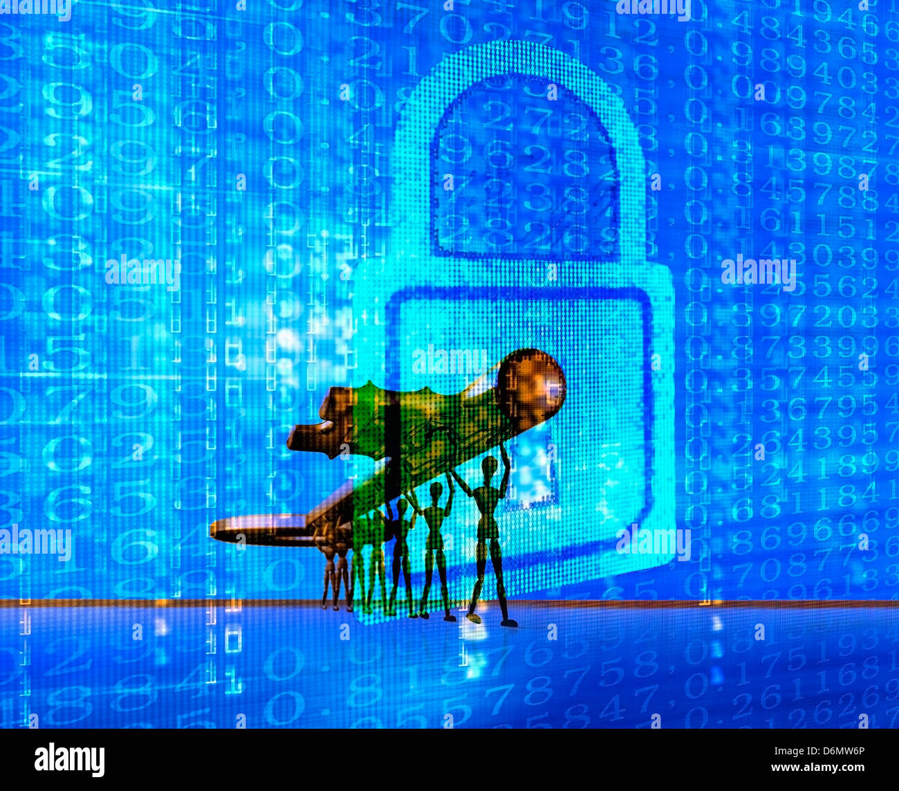 Tastensperre Grafik Tastensperre grafische Computer Security Lösung offen Tastensperre grafische Computer Sicherheit Lösung Open Stockfoto