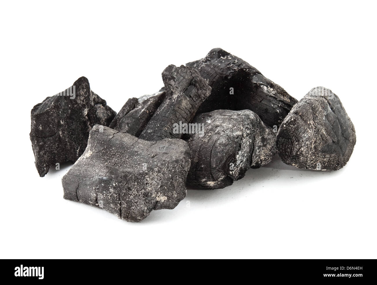 Verwendete Kohle aus dem brennenden Feuer Stockfoto
