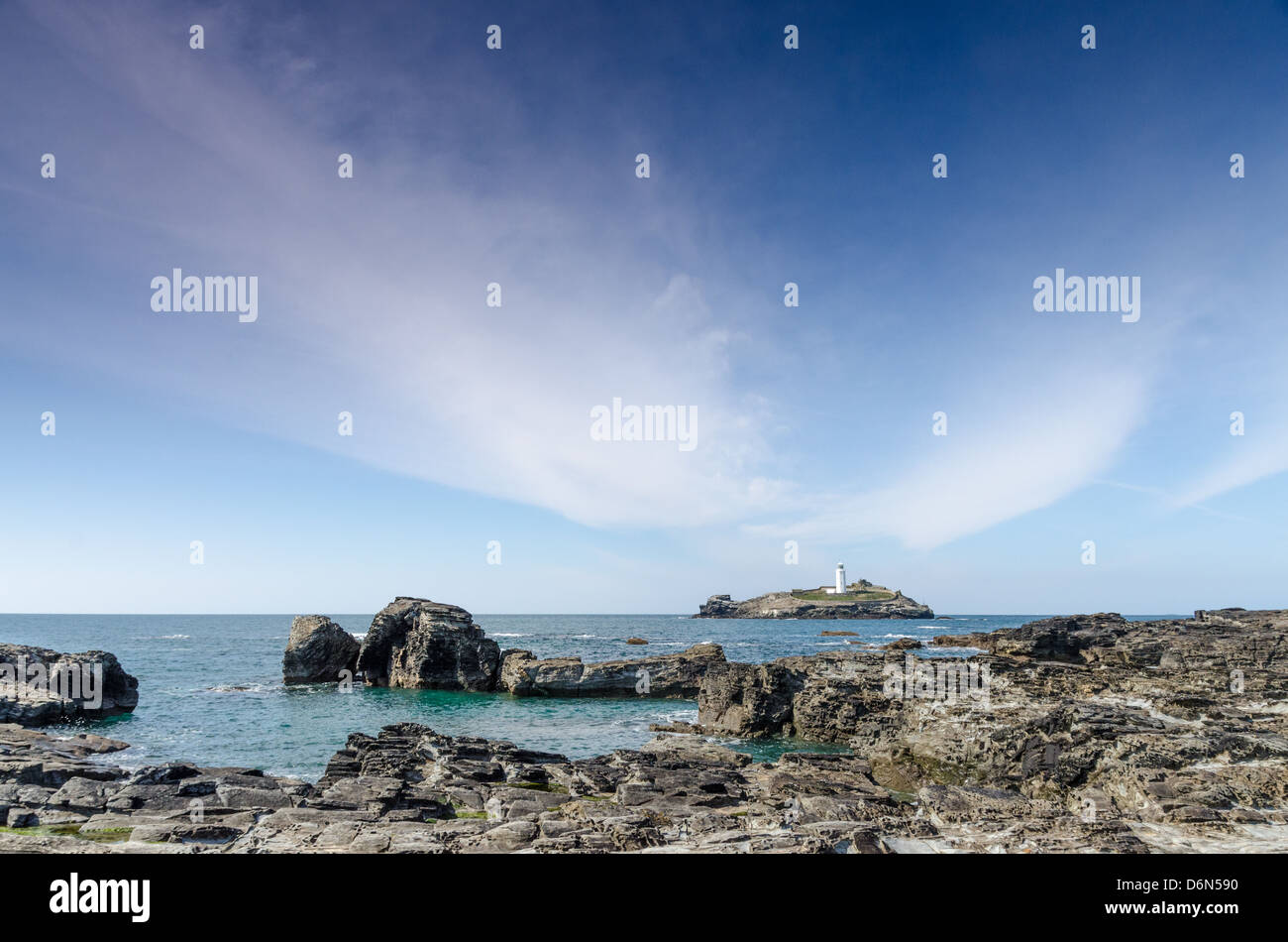 Leuchtturm von Godrevy Landschaft Stockfoto